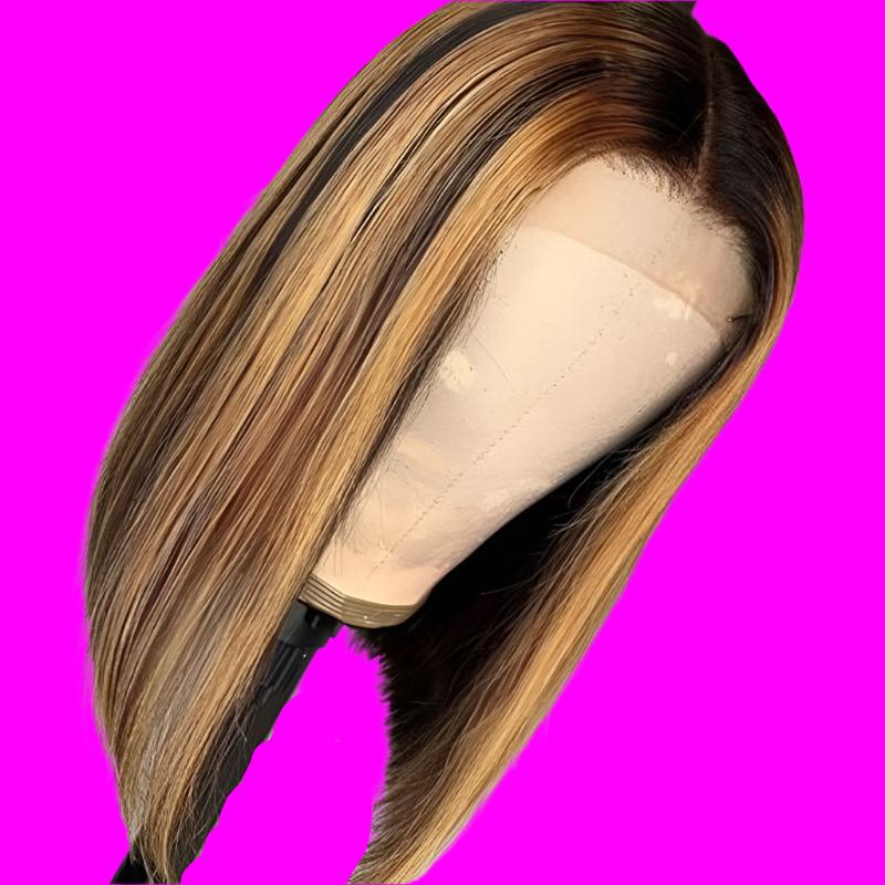 Exotic Mixed Color Lace Front Wig – Long Bangs, High-Temperature Fiber