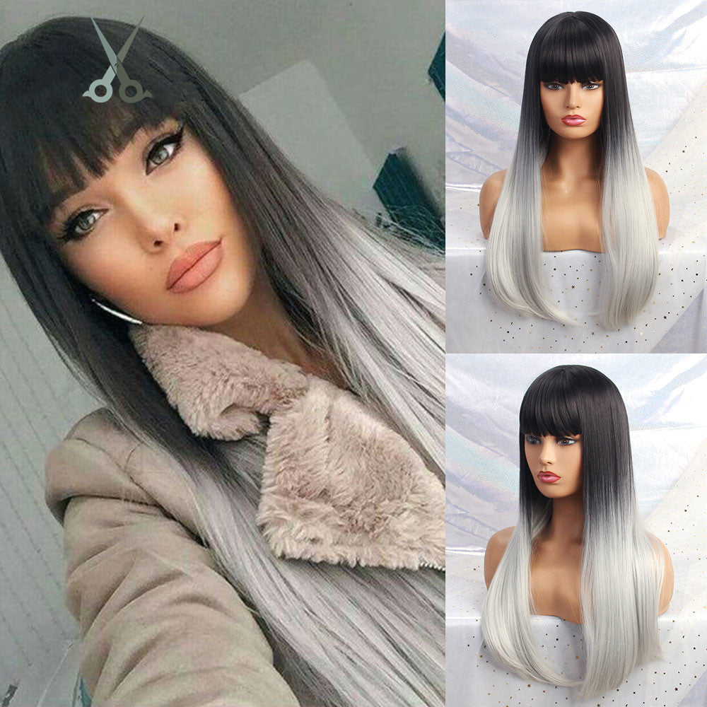 Gradient Dye Long Straight Hair Wig – Bleached & Dyeable