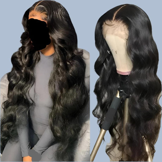 Luxurious Long Black Wavy Lace Front Wig – Voluminous & Natural Look