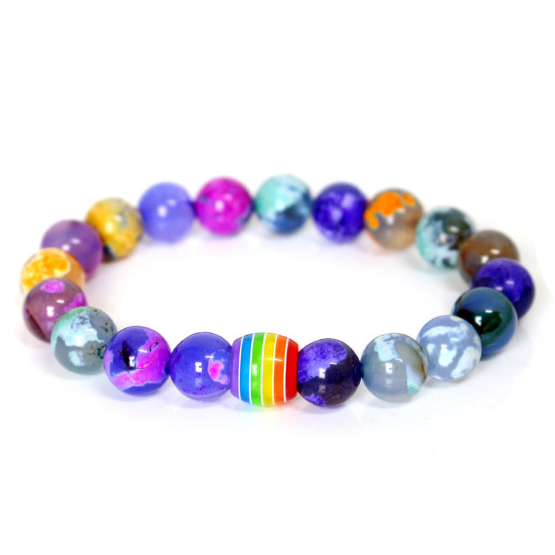 Pride Natural Stone Strand Bracelets of Unity - Rainbow Bead Bracelet