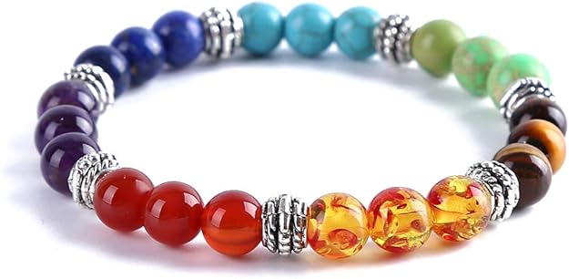 √ 7 Chakra Natural Healing Stone & Bead Bracelet-Balance, Yoga, Energy