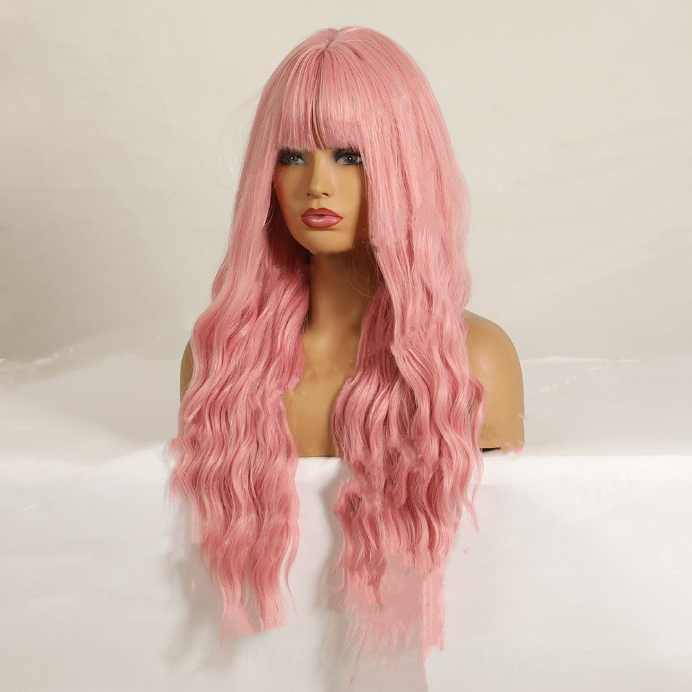 Long Wavy Air Bangs Curly Wig - Synthetic Fiber Hair for Women