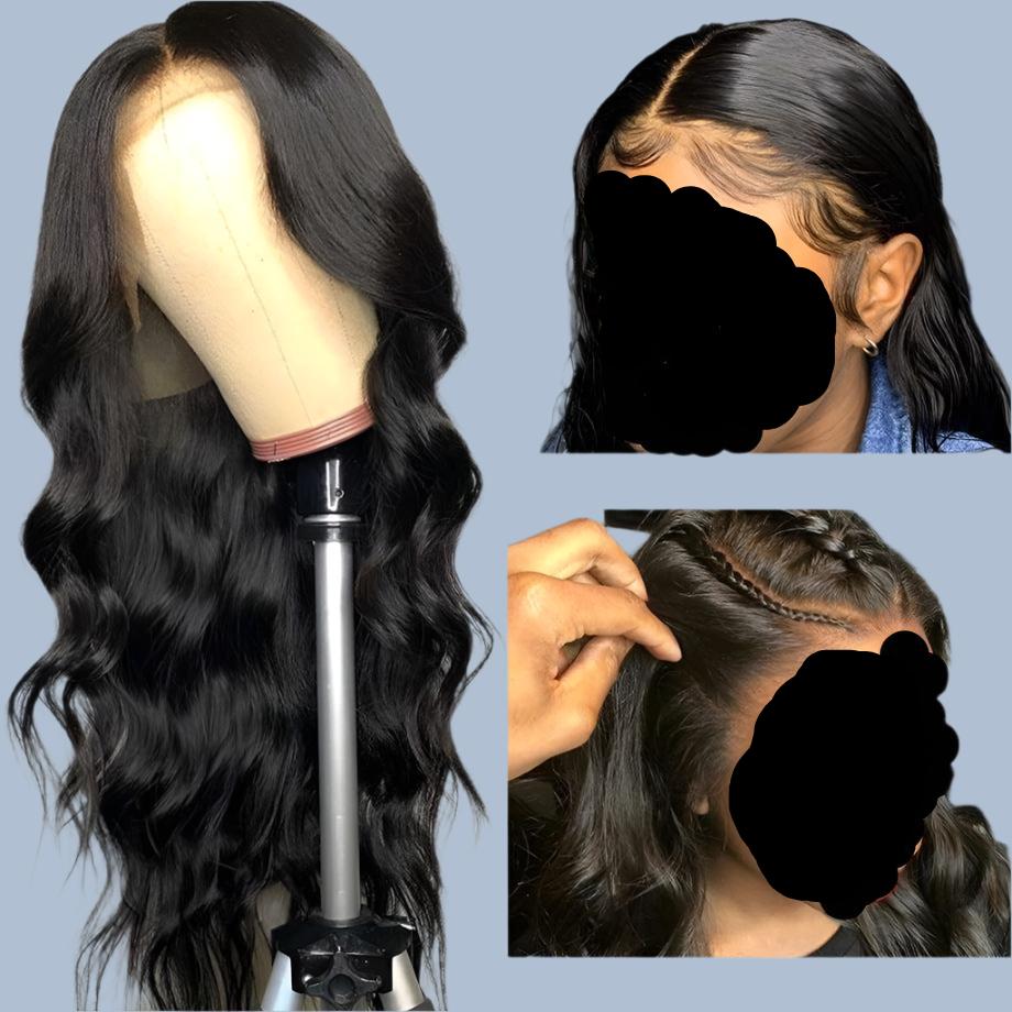 Luxurious Long Black Wavy Lace Front Wig – Voluminous & Natural Look