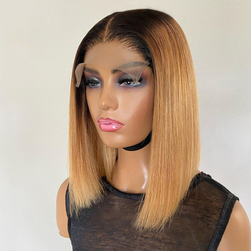 12-Inch Straight Brazilian Remy Hair Wig – Sleek Bob with French Lace Cap