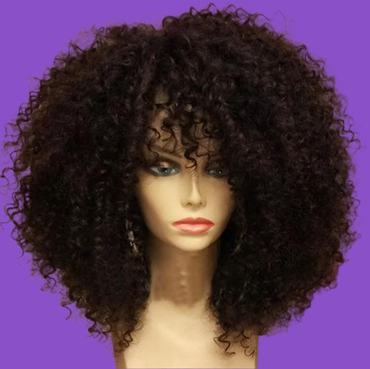 4A Afro-Black Wig – Voluminous Small Curls in Bold Solid Color