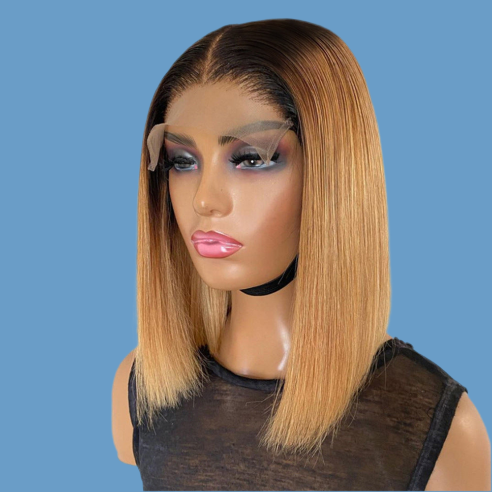 12-Inch Straight Brazilian Remy Hair Wig – Sleek Bob with French Lace Cap