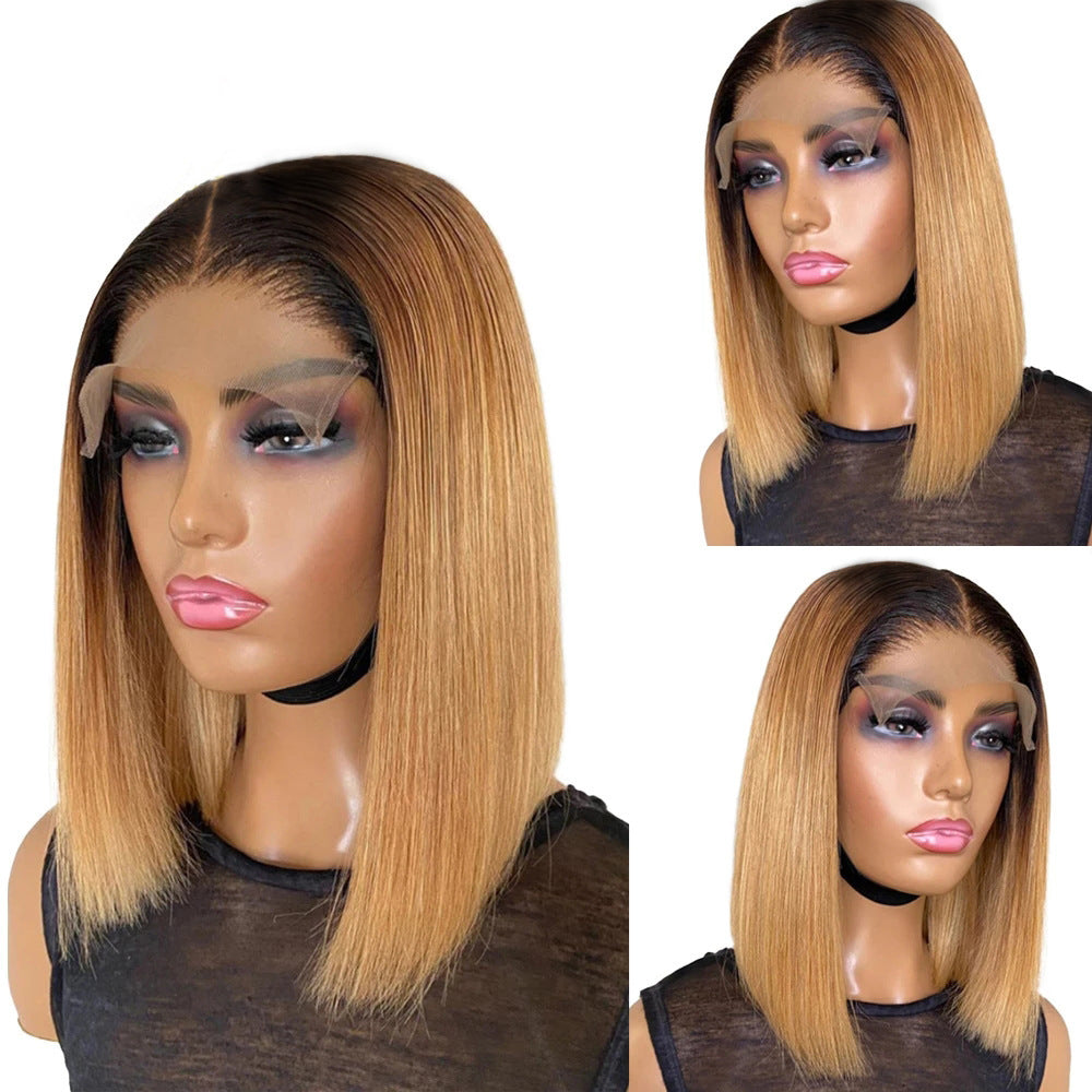 12-Inch Straight Brazilian Remy Hair Wig – Sleek Bob with French Lace Cap