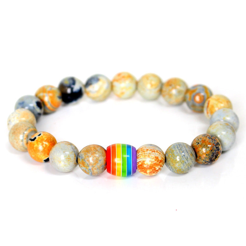 Pride Natural Stone Strand Bracelets of Unity - Rainbow Bead Bracelet